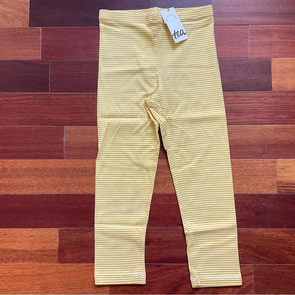 New Tea Collection Sz 8 capri stripe leggings sulphur
